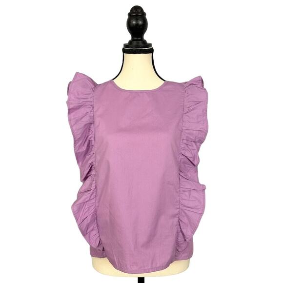 NWT- TCEC Ruffle Trim Cotton Top Purple Women's Size Medium - Picture 1 of 6